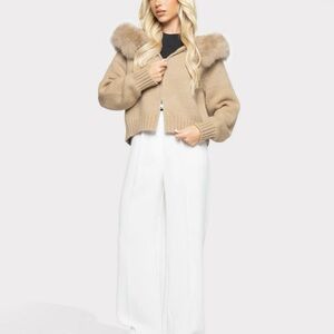 Women's Tan Fur-Trimmed Jacket